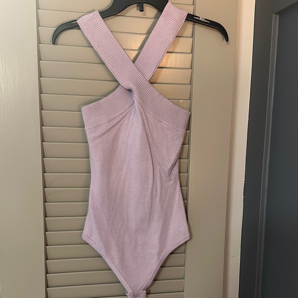 Cross Strap Purple Bodysuit